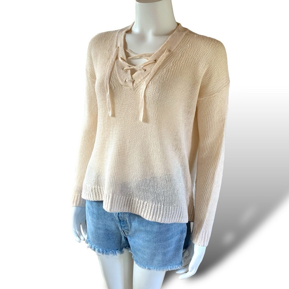 Linen laced front pullover size XS